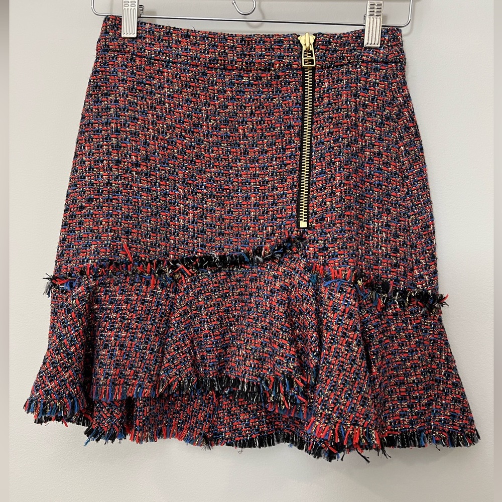 Veronica Beard Madras Tweed Mini Skirt